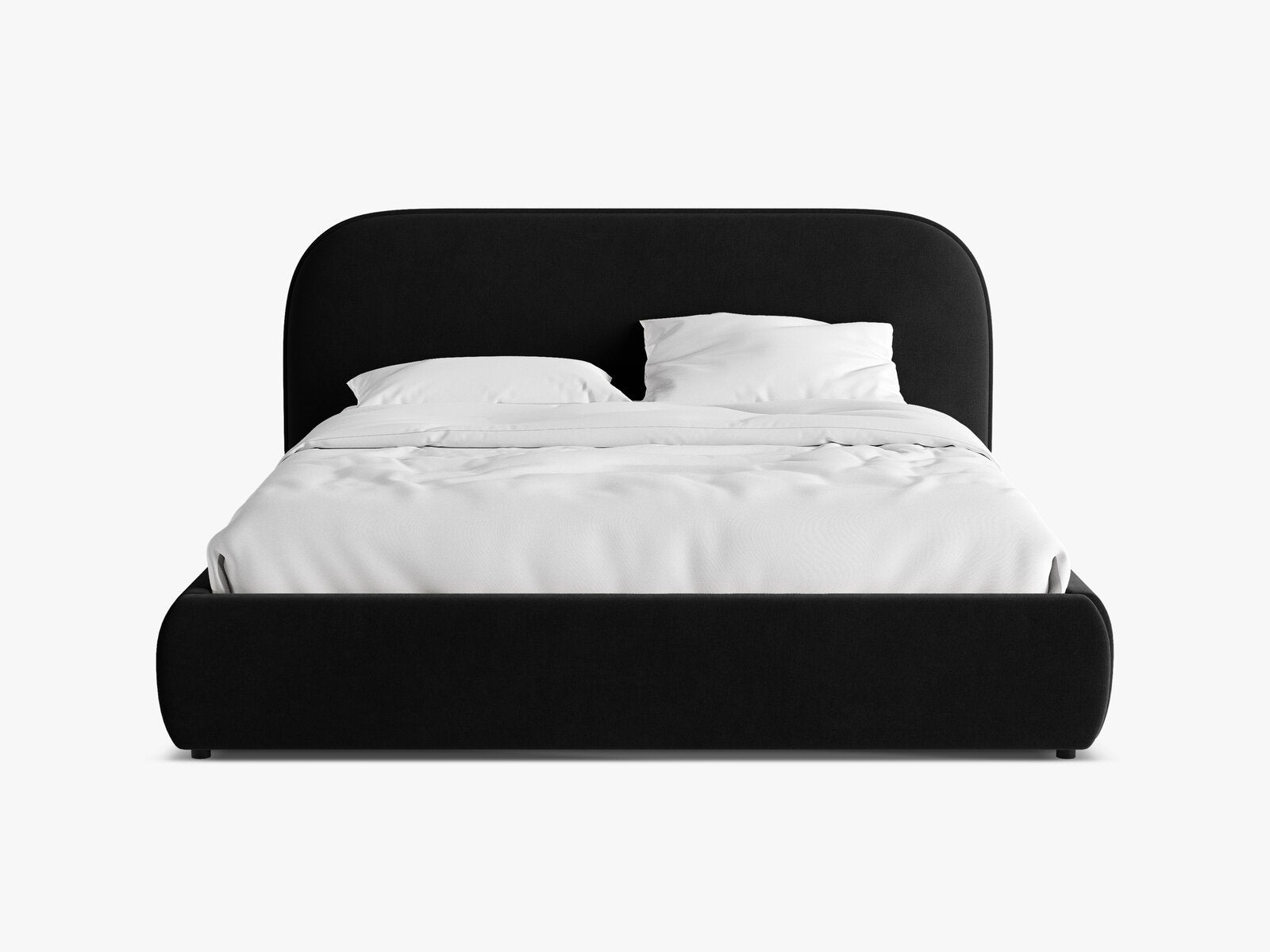 Micadoni Murada Bett mit Bettkasten und Kopfteil Samt Salvador Schwarz 200x200