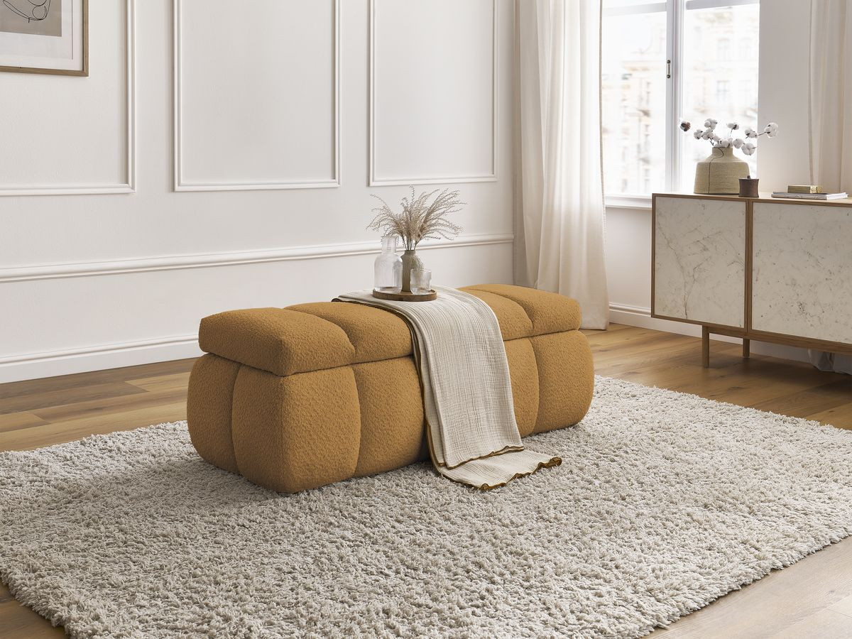 Bobochic Denali Bettbank 146 × 56 cm Bouclé-Stoff Gelb
