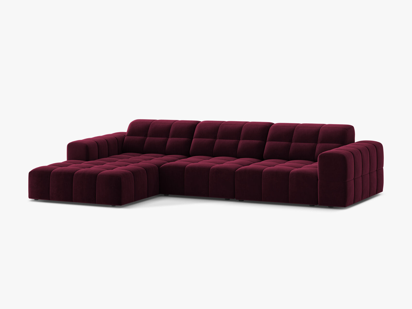 Micadoni Ecksofa Jennifer 4-Sitzer Links Samt Venus Burgunder