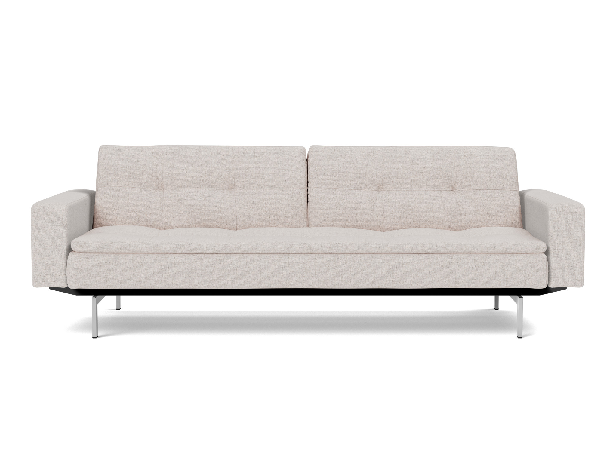 Schlafsofa Dublexo mit Armlehnen Strukturierter Stoff Weda 300-Weda-Sand Beine Chrom