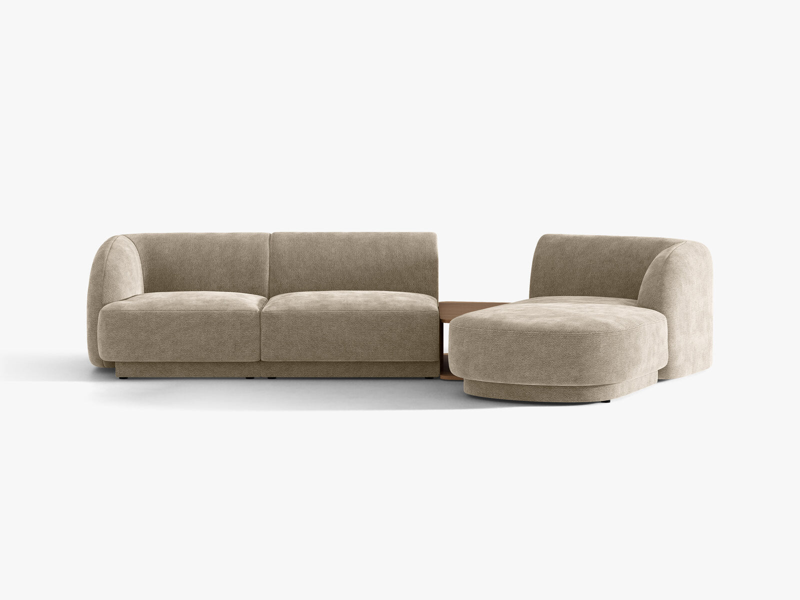 Micadoni Modulares Sofa Miley mit Recamiere 3-Sitzer Rechts Chenille Haga Beige