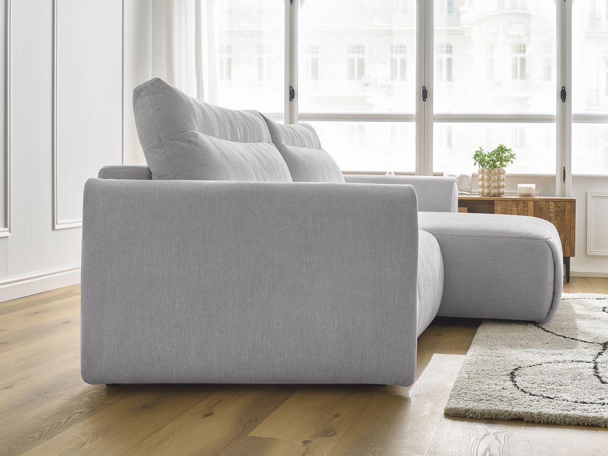 Bobochic Aden Ecksofa 293 × 152 cm Stoff Hellgrau Ecke rechts
