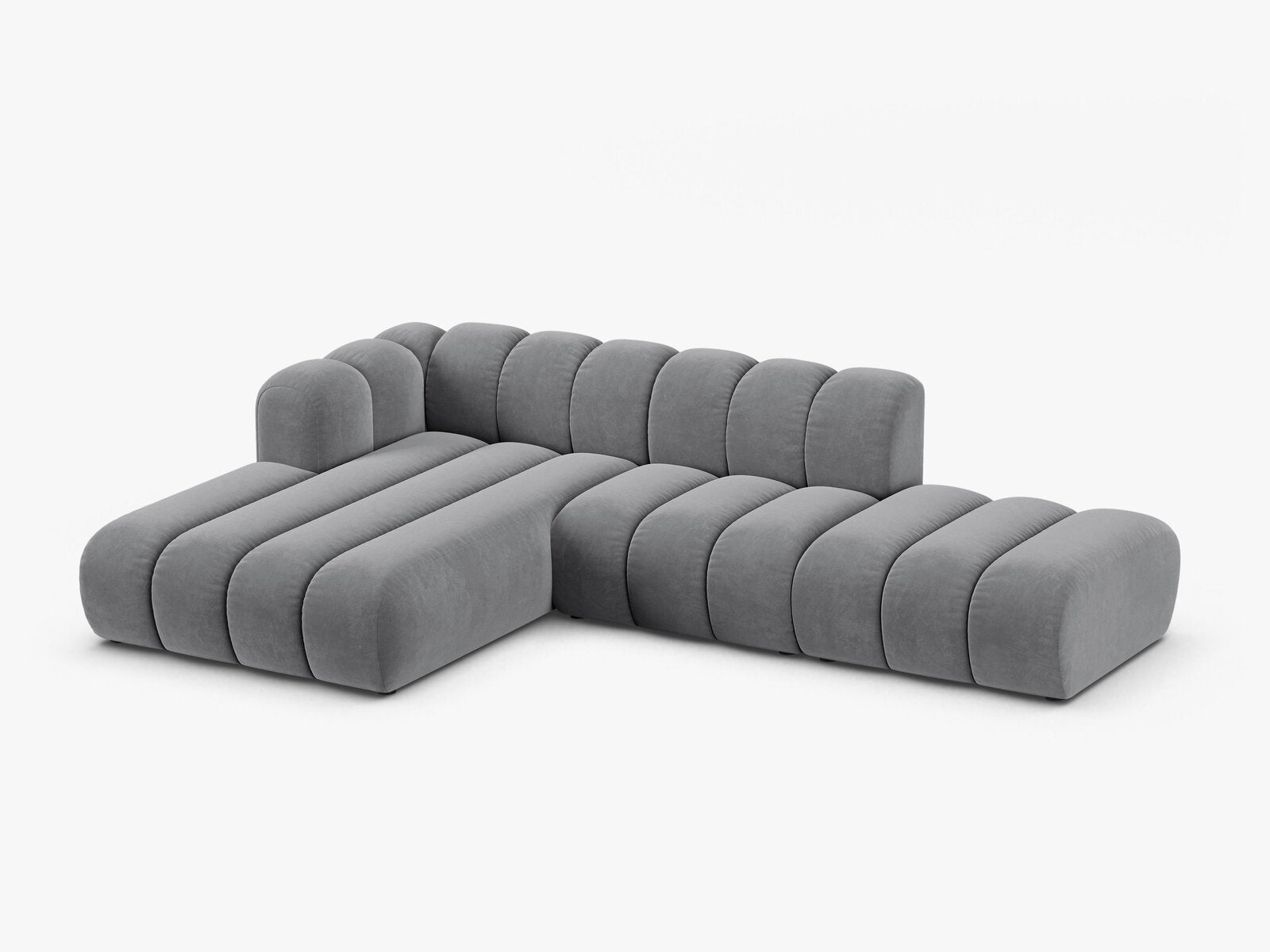 Micadoni Modulares Ecksofa offen Lupine 5-Sitzer Links Samt Salvador Grau