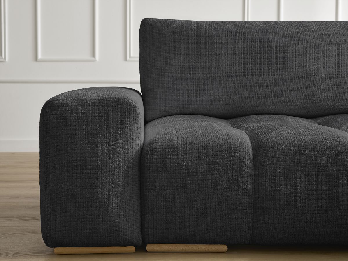 Bobochic Anakin Ecksofa, 2 Kissen Strukturstoff Schwarz