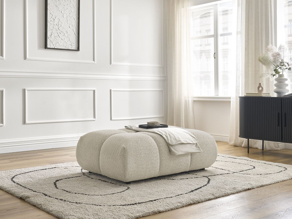Bobochic Alya Pouf Bouclé-Stoff Beige