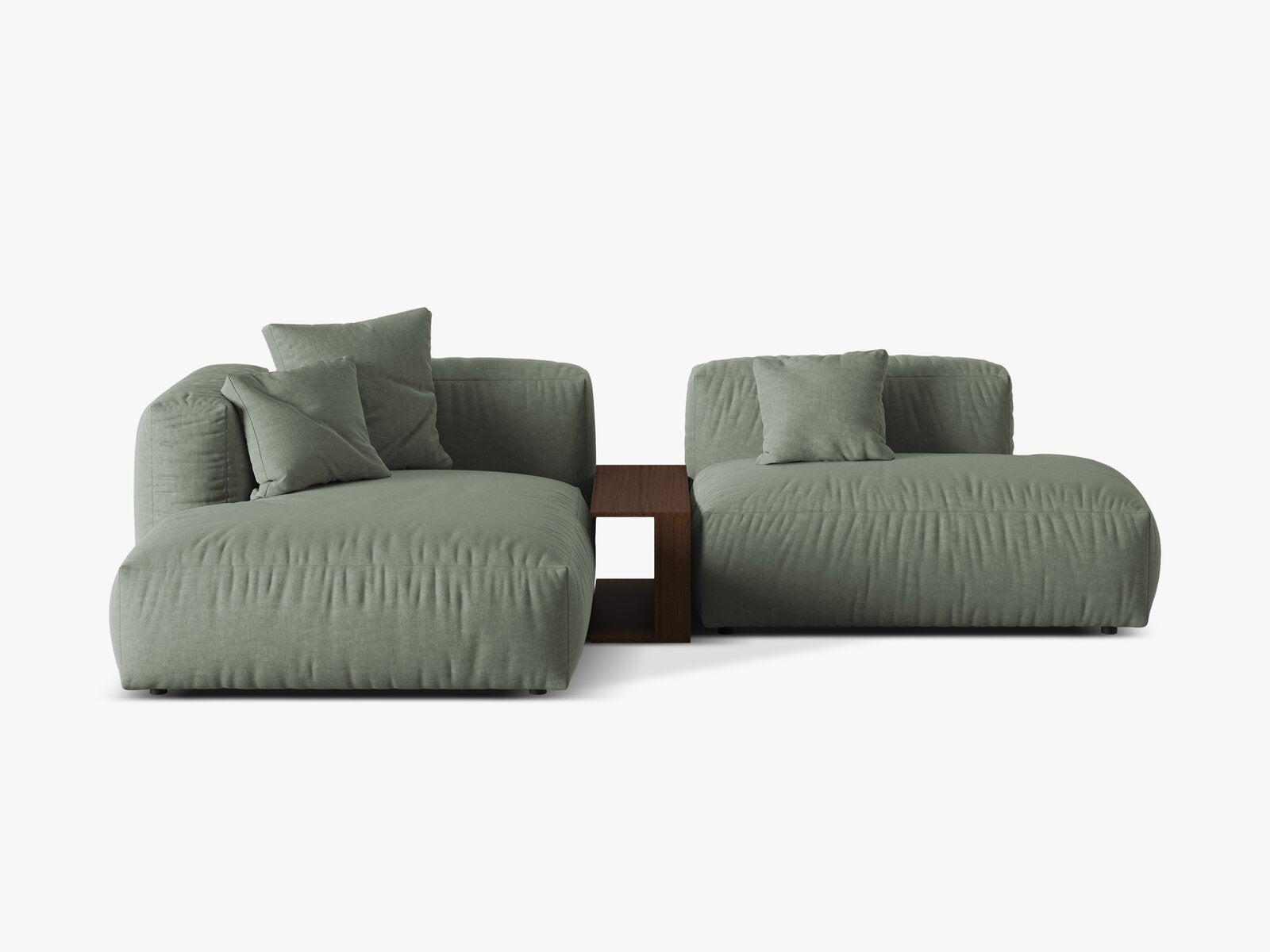 Micadoni Ecksofa Martina 2-Sitzer mit Couchtisch Links Strukturierter Stoff Moßgrün