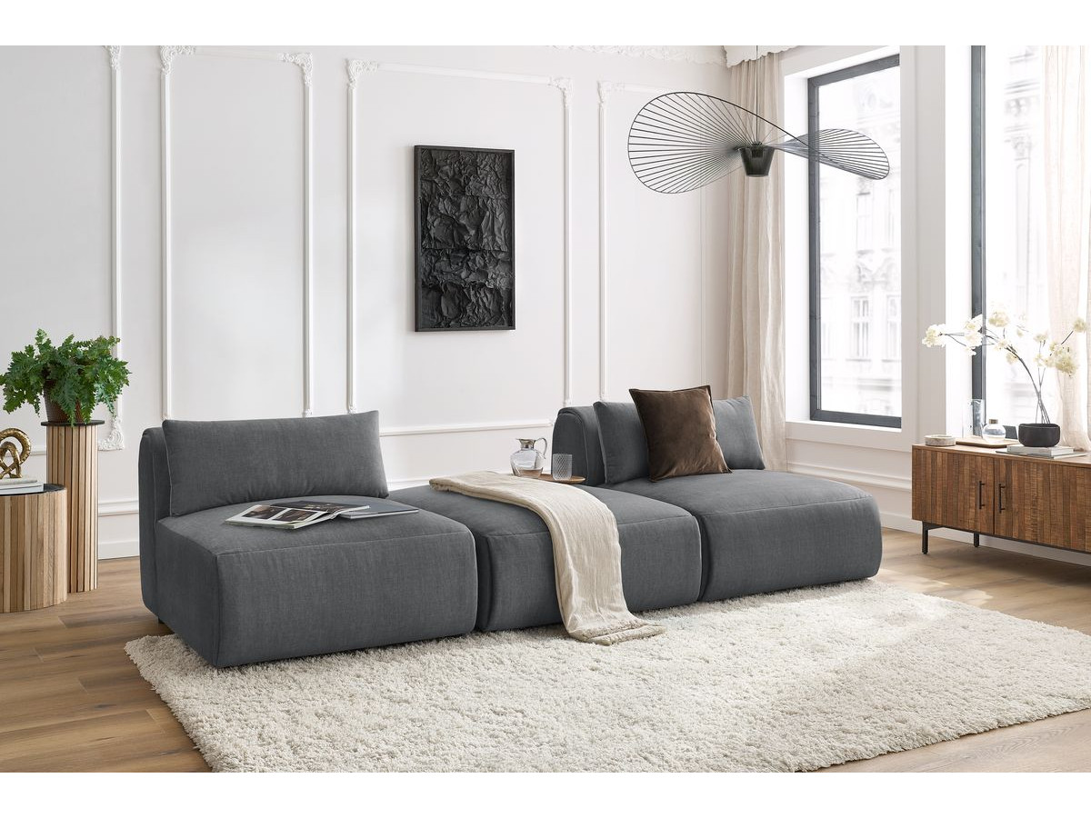 Bobochic Jeanne Sofa 3-Sitzer Samt Dunkelgrau