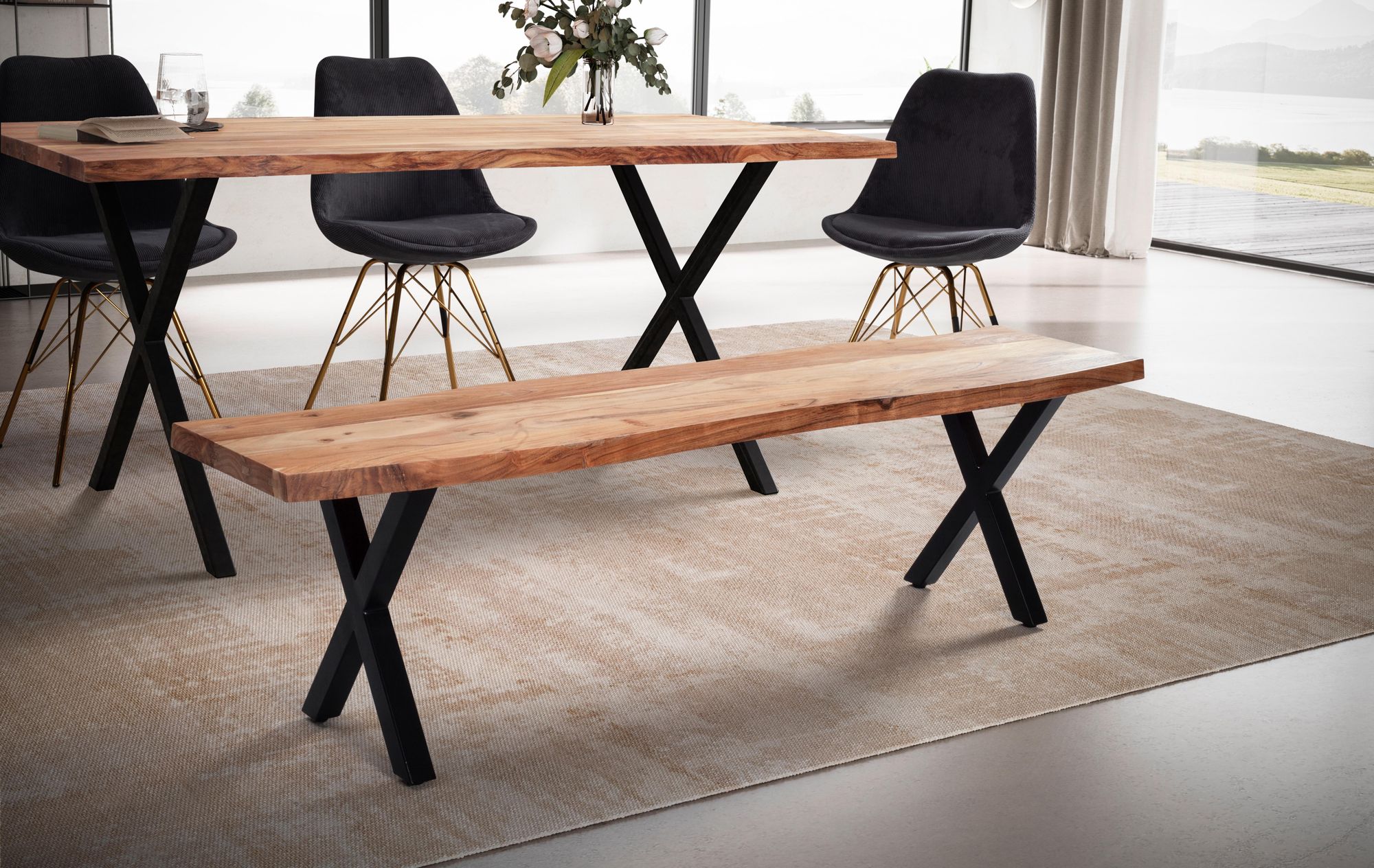 Essbank Meldal Akazie Massivholz 140 × 40 × 45,5 cm