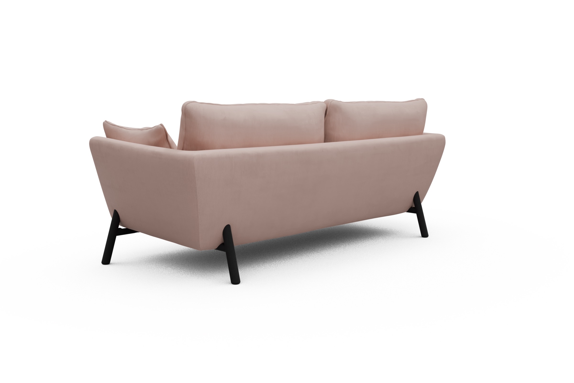 Sofa Emil 3-Sitzer Beinfarbe Eiche Schwarz Cordufine-Blush