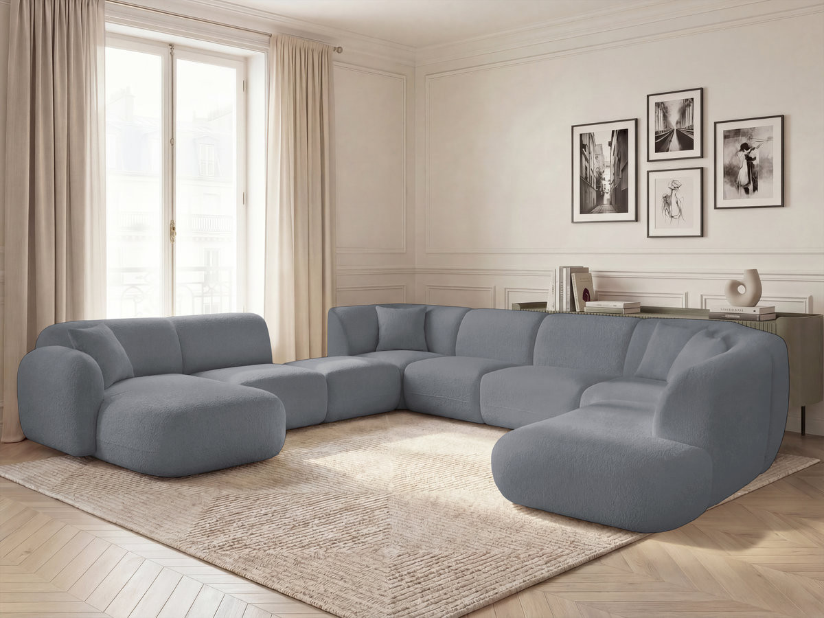 Bobochic Anda Wohnlandschaft mit Pouf 396 × 357 cm Chenille Grau Ecke links