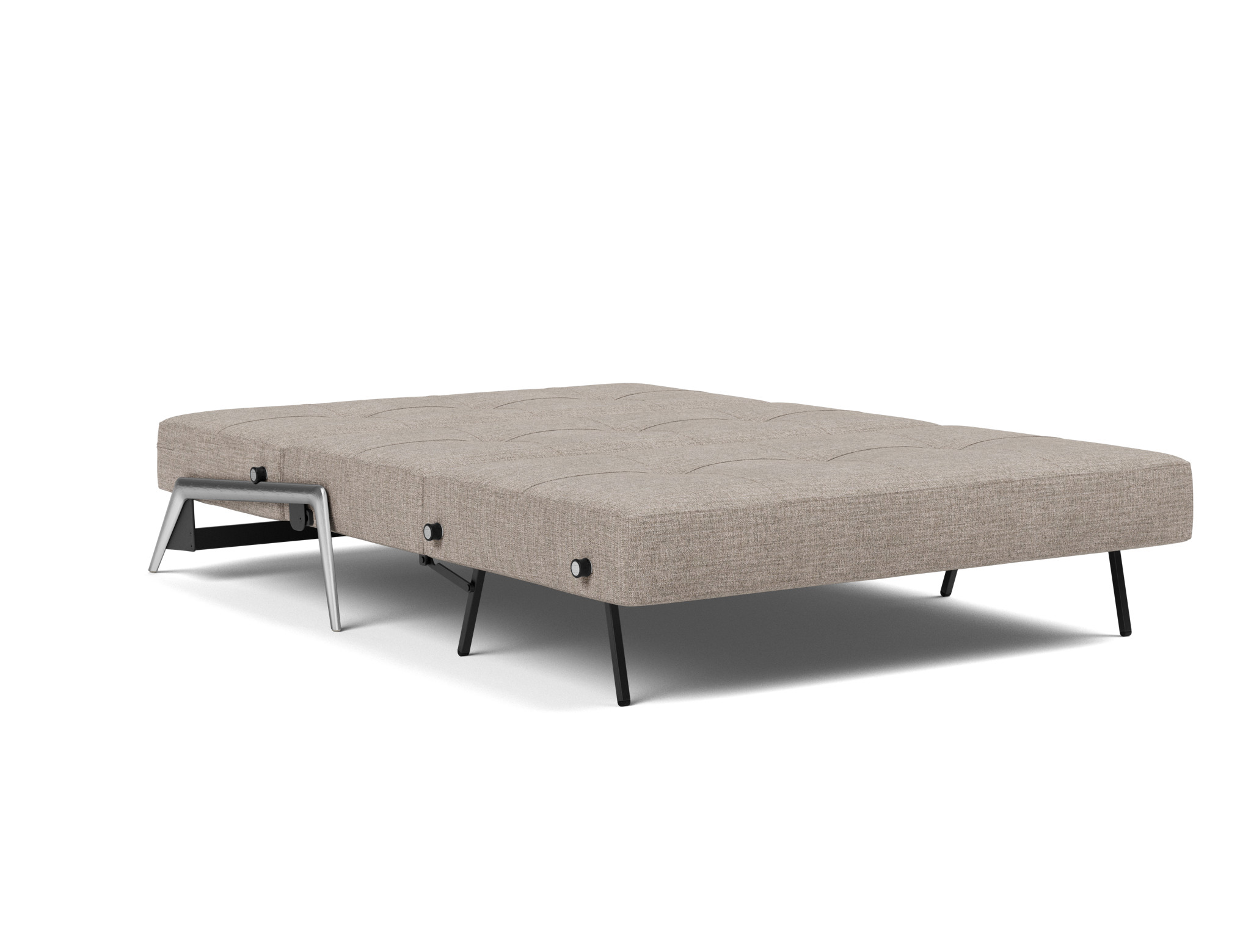 Schlafsofa Cubed 140 Chenille Yuveno 472-Warm-Grey Beine Aluminium