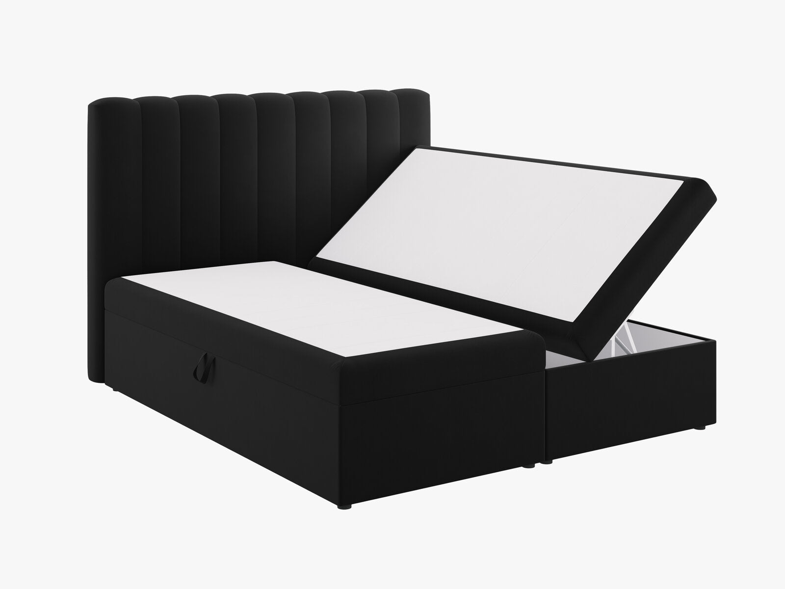 Micadoni Boxspringbett Kelp Samt Schwarz 180x200
