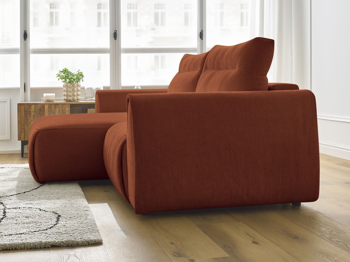 Bobochic Aden Ecksofa 246 × 152 cm Stoff Orange Ecke links
