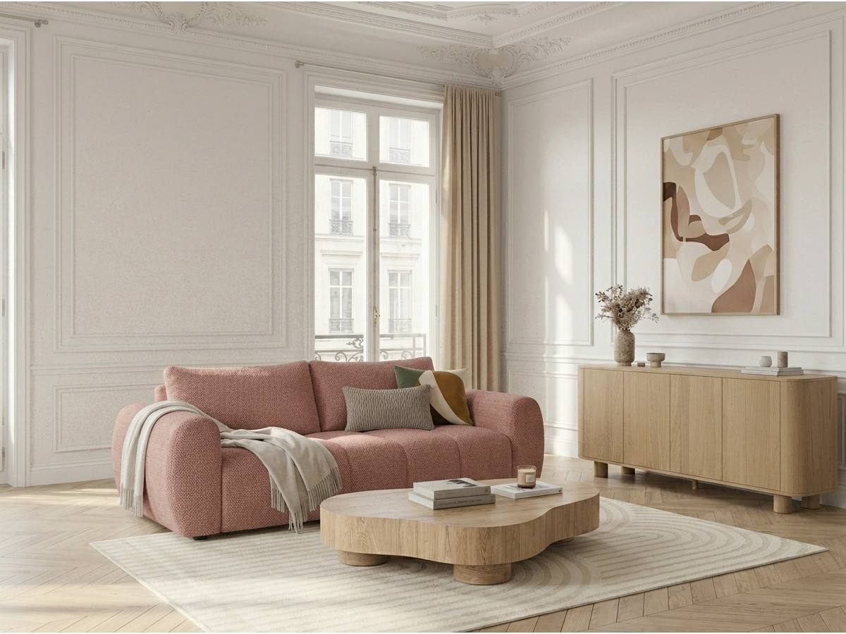 Bobochic Fuji Schlafsofa 3-Sitzer Stoff Rosa
