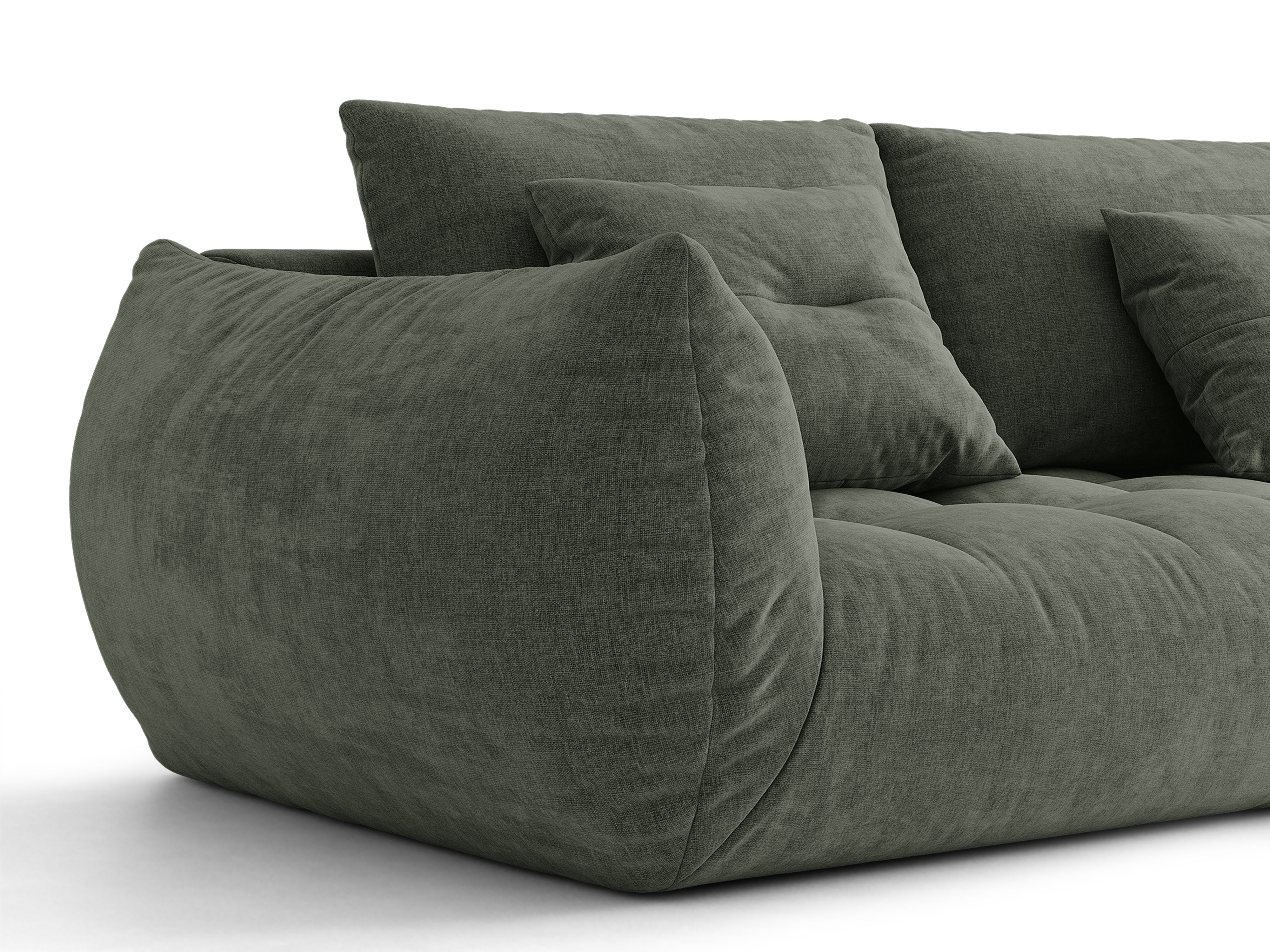 Micadoni Bloom Ecksofa 6-Sitzer Rechts Strukturierter Stoff Wind Moosgrün
