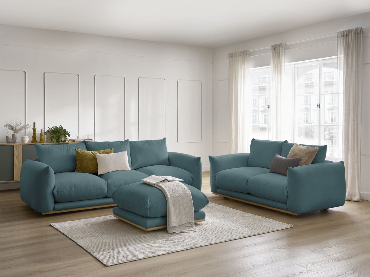 Bobochic Ernest Sofa 6-Sitzer mit Pouf Stoff Dunkelblau