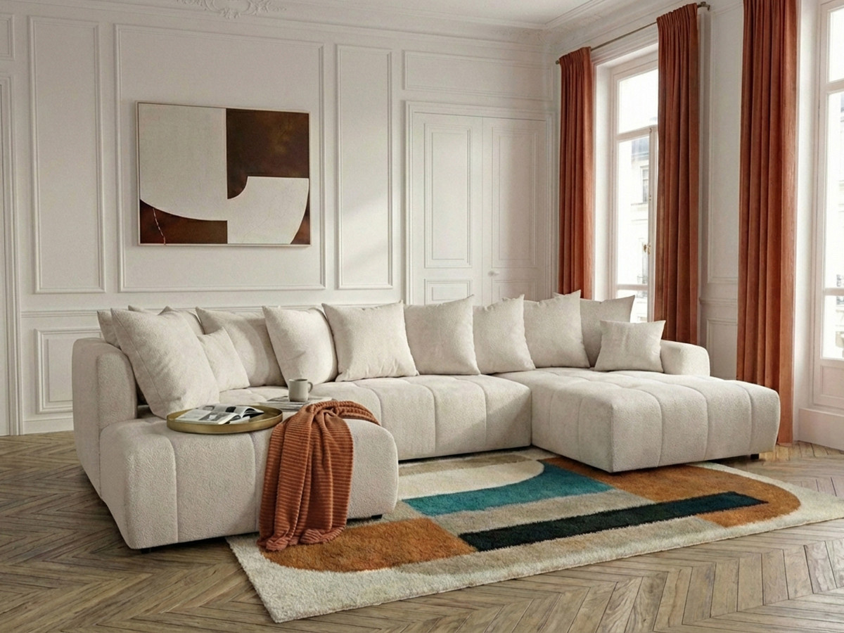 Bobochic Roxelane Wohnlandschaft Melange-Stoff Beige Ecke rechts