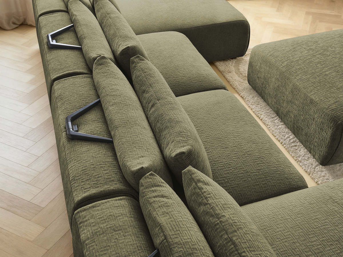 Bobochic Jana Wohnlandschaft mit großem Pouf Strukturstoff Grün