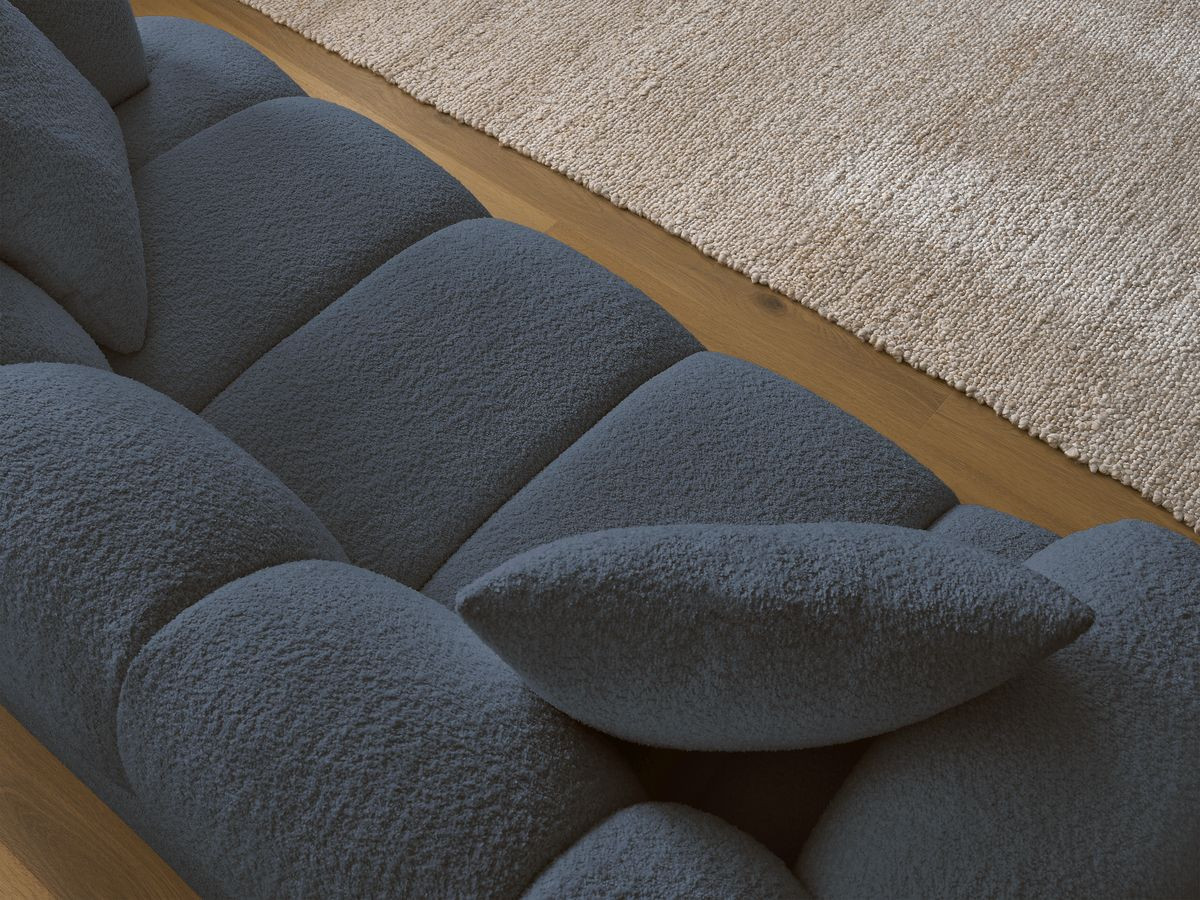 Bobochic Pamira Sofa 2-Sitzer Bouclé-Stoff Dunkelblau