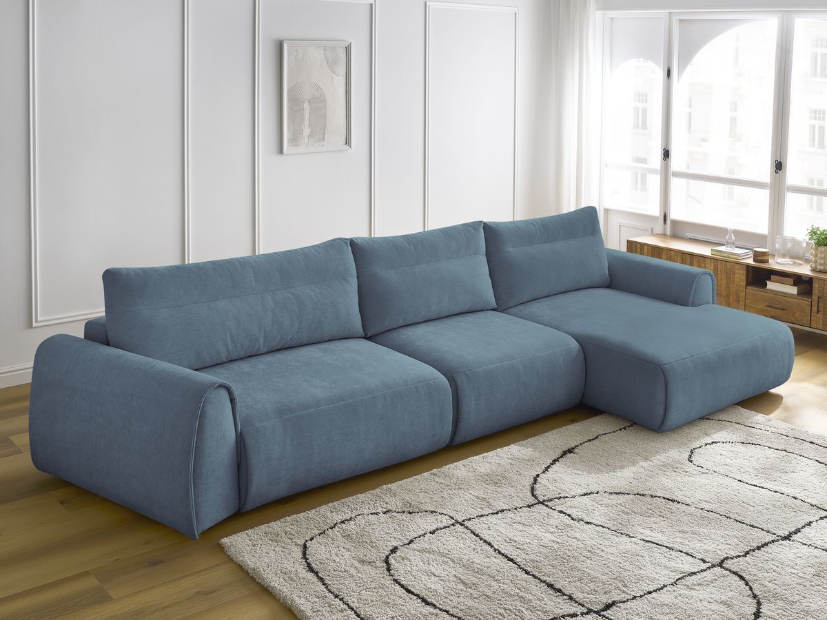 Bobochic Aden Ecksofa 386 × 152 cm Stoff Hellblau Ecke rechts