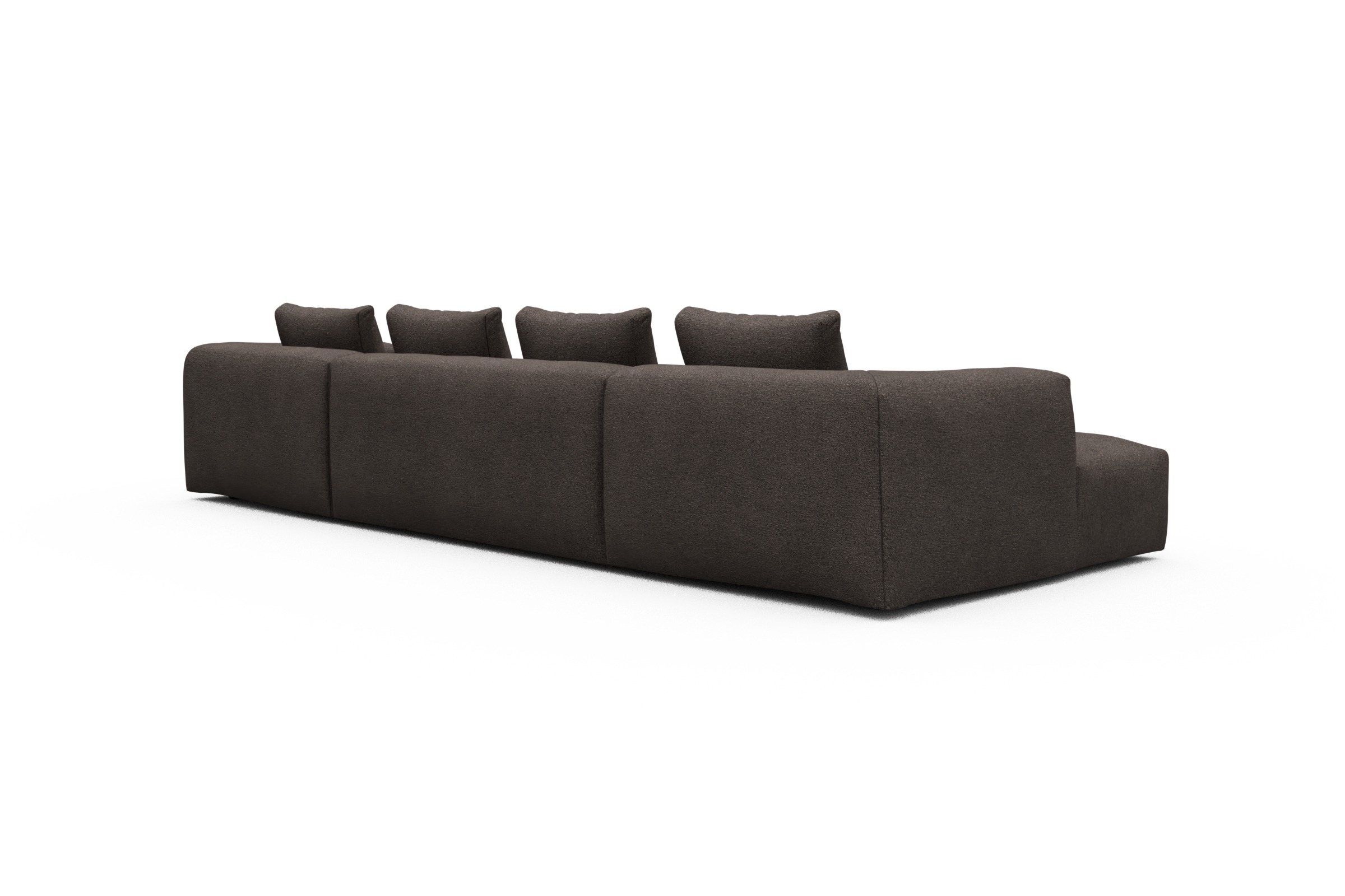 Wohnlandschaft Fred mit 2-Sitzer und Chaiselongue beidseitig Boucle-Taupe