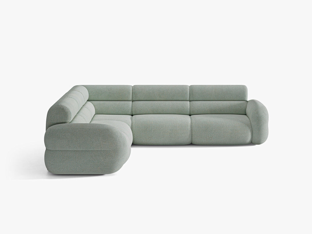Micadoni Neo Modulares Ecksofa 7-Sitzer Chenille SILENCIO Gedämpftes Blau