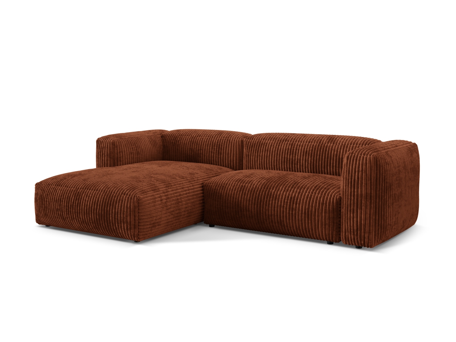 Micadoni Ecksofa Martina 2-Sitzer Links Kord Tilia Ziegel