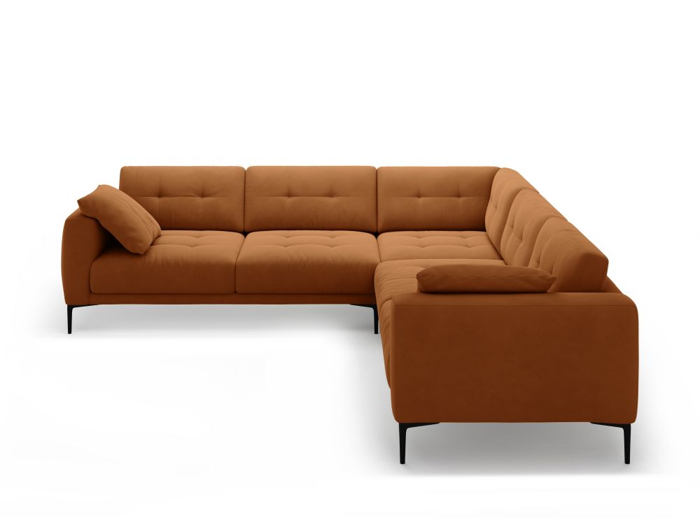 Cosmopolitan Design Symmetrisches Ecksofa Lazio 5-Sitzer Samt Salvador Terrakotta