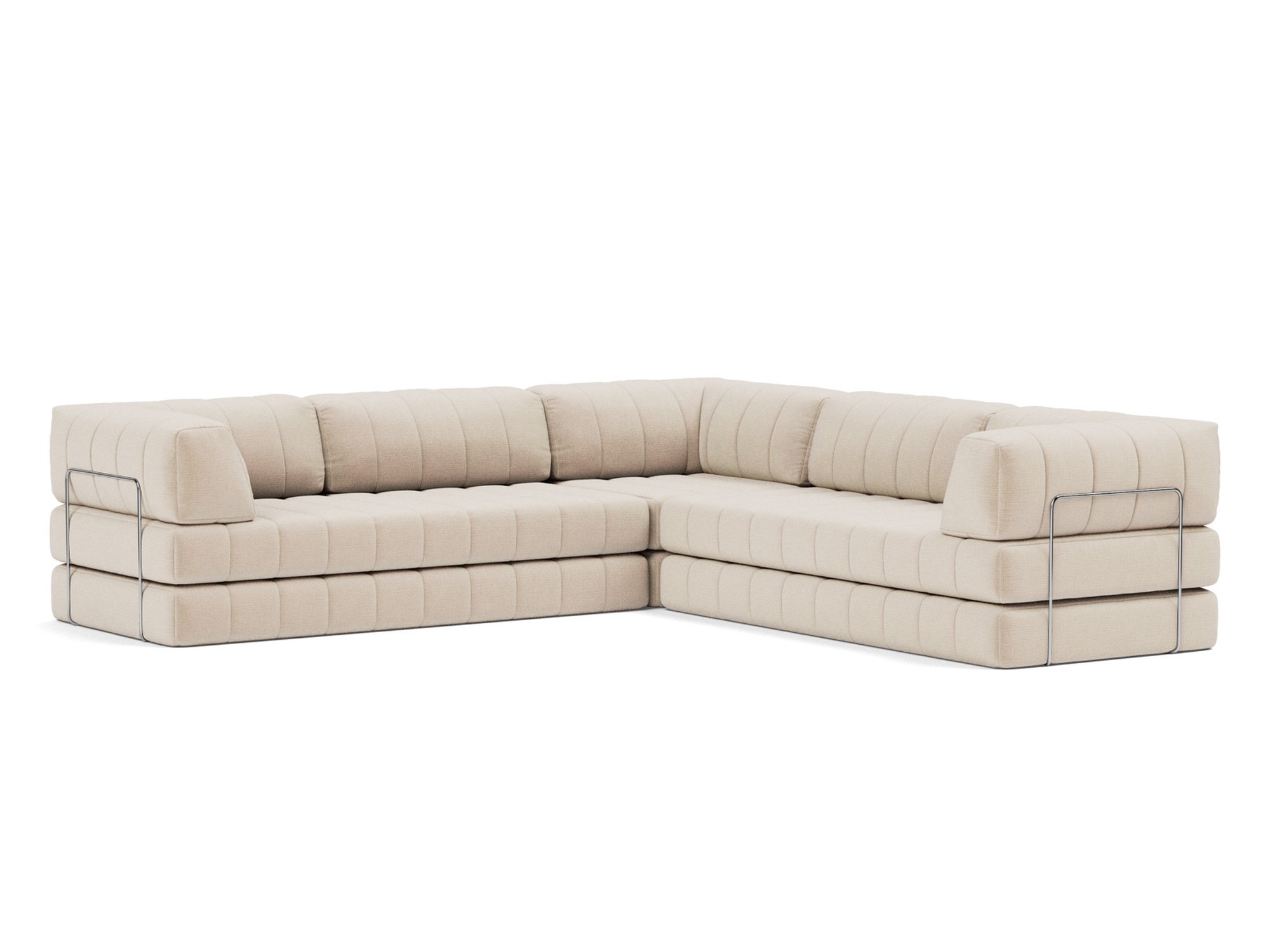 Eck-Schlafsofa CozyPad mit Armlehnen Chenille Esina 410-Almond-Beige