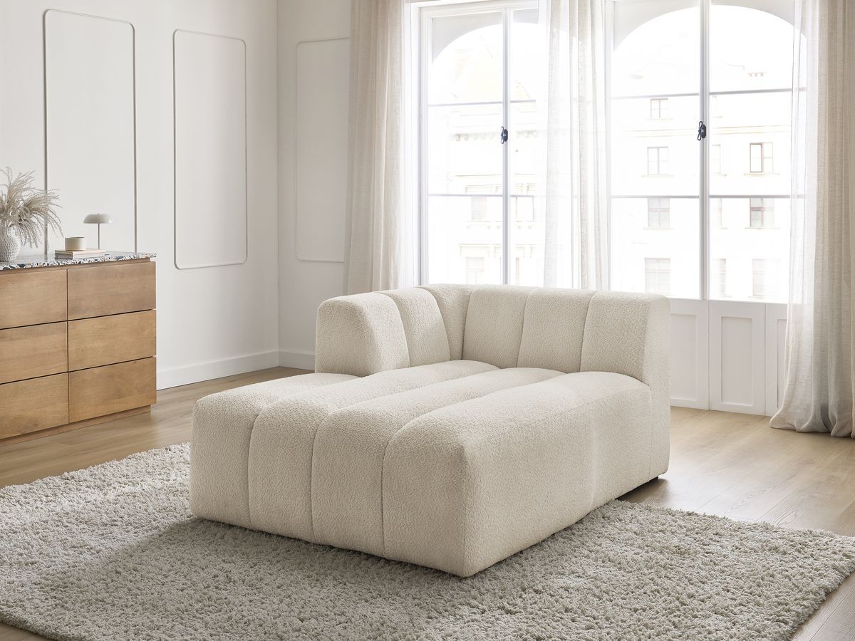 Bobochic Annecy Méridienne-Modul Bouclé-Stoff Beige Ecke links