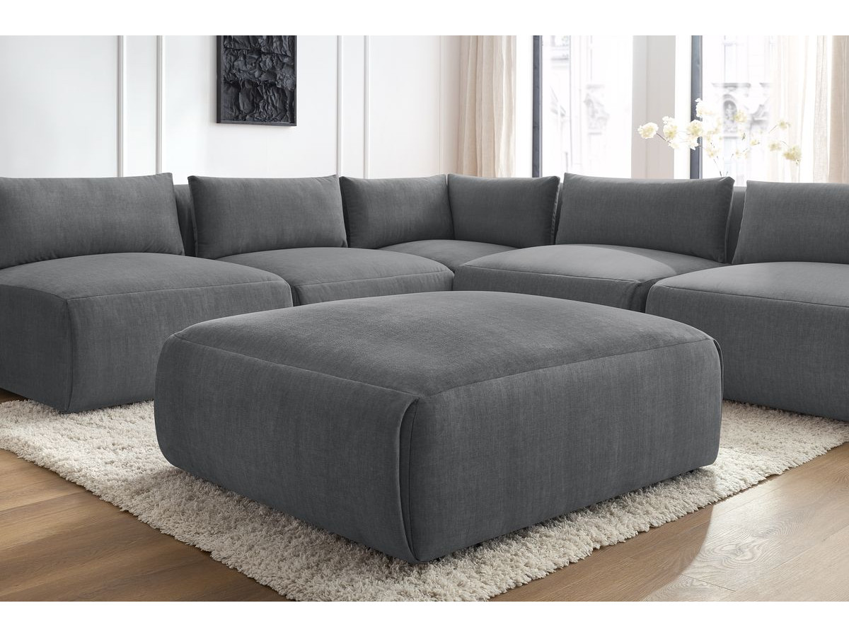 Bobochic Jeanne Ecksofa mit Pouf Samt Dunkelgrau