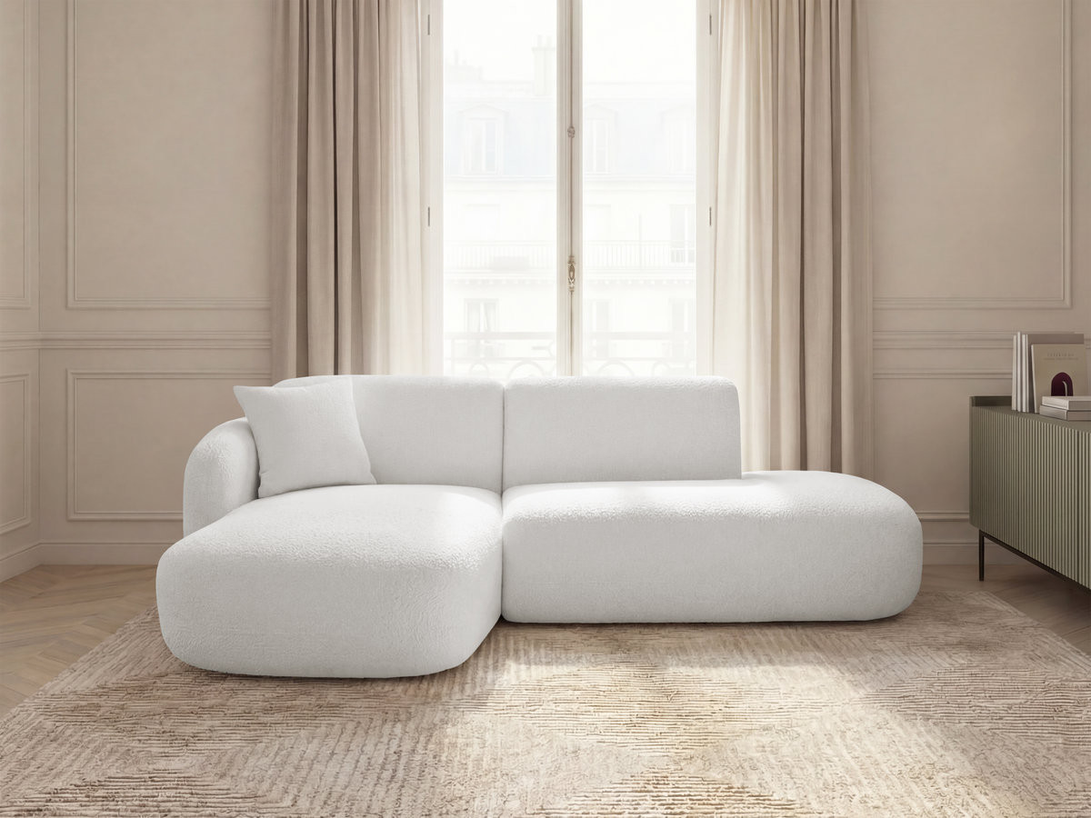 Bobochic Anda Ecksofa 241 × 163 cm Chenille Weiß Ecke links
