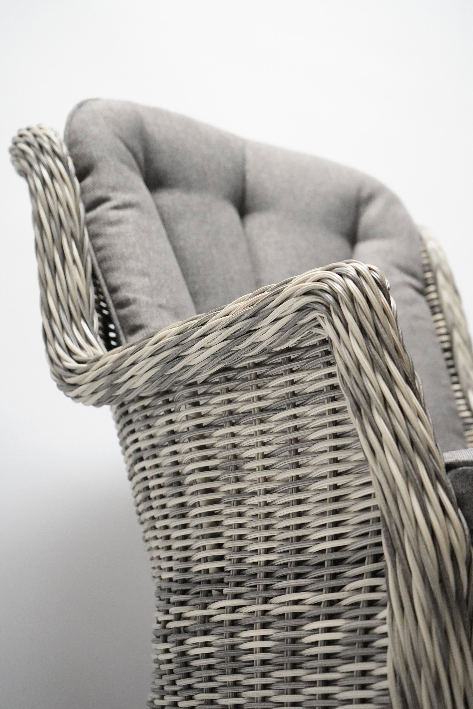Gartensessel Set Miranda - 2er Set Polyrattan Grey Mix mit grauen Sitzkissen