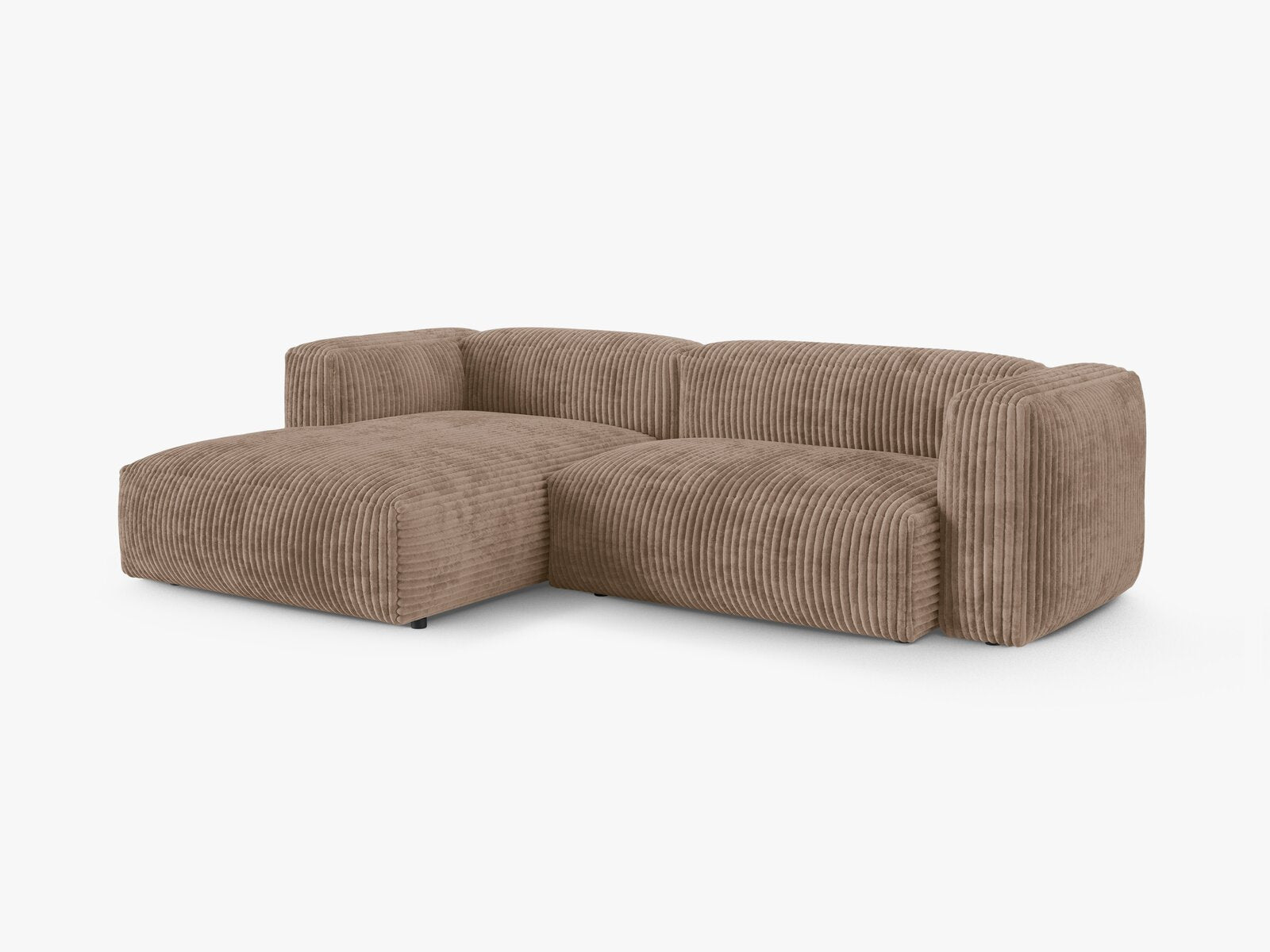 Micadoni Ecksofa Martina 2-Sitzer 90cm Sitztiefe Links Kord Tilia Eichel