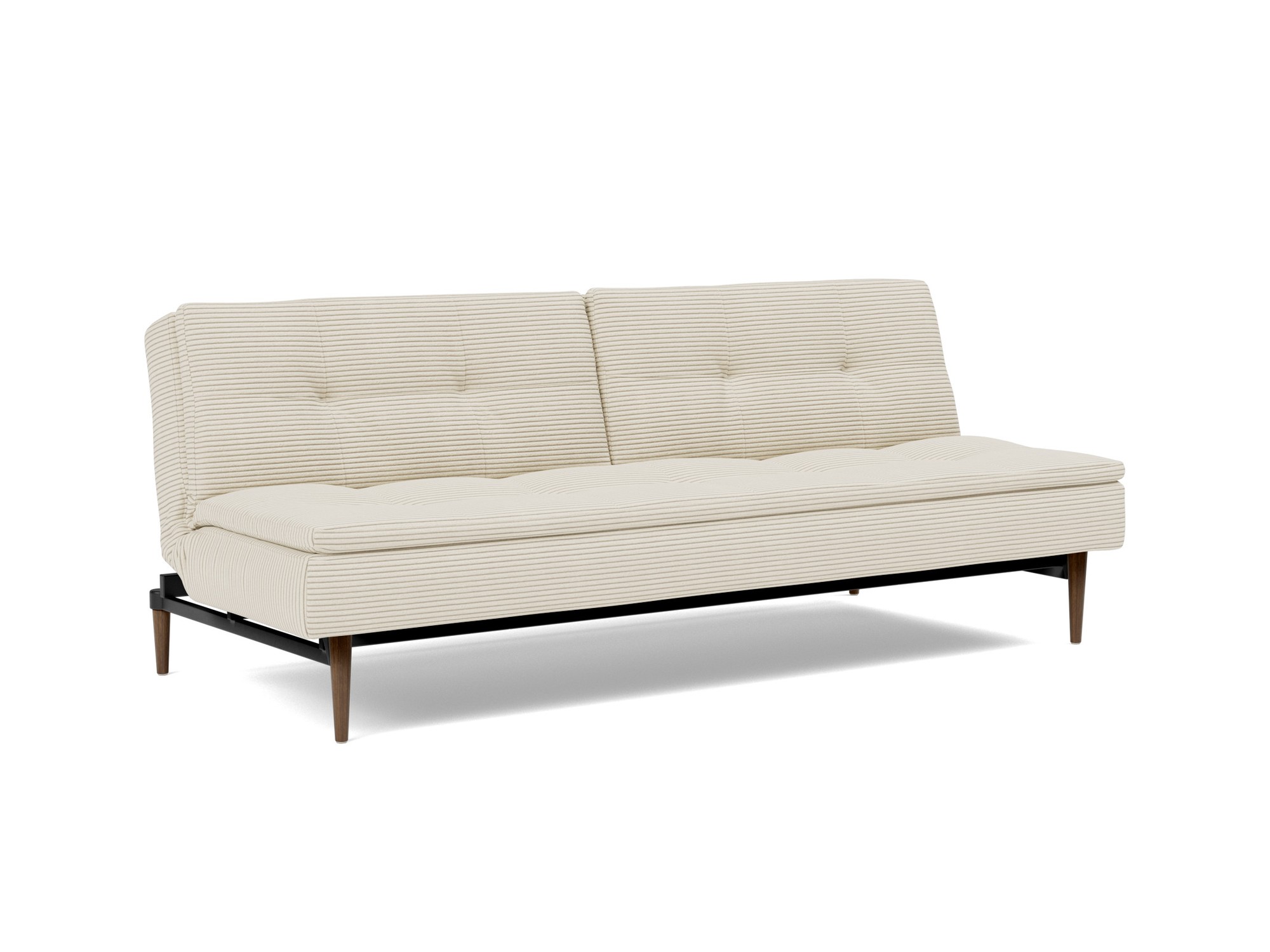 Schlafsofa Dublexo Kord Corduroy 594-Ivory Beine Styletto Eiche dunkel