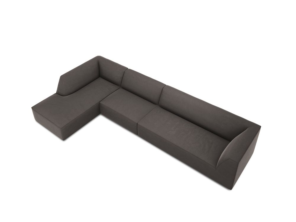 Cosmopolitan Design Ecksofa Siena 5-Sitzer Samt Salvador Dunkelgrau Links