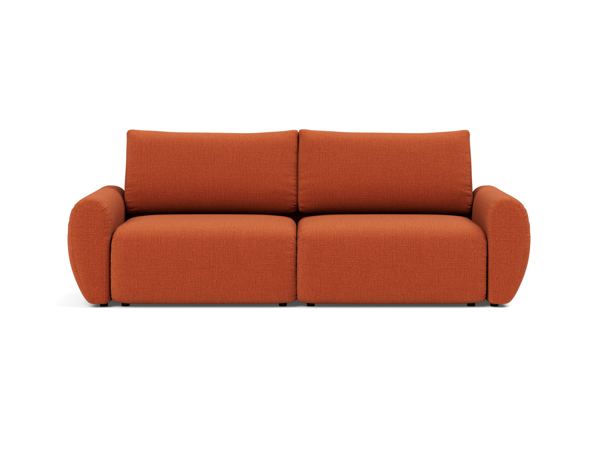 Schlafsofa Norum mit Curve-Armlehnen Chenille Esina 412-Rust-Orange