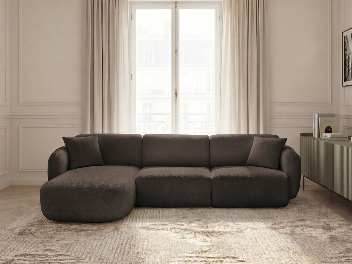 Bobochic Anda Ecksofa 292 × 163 cm Chenille Braun Ecke links