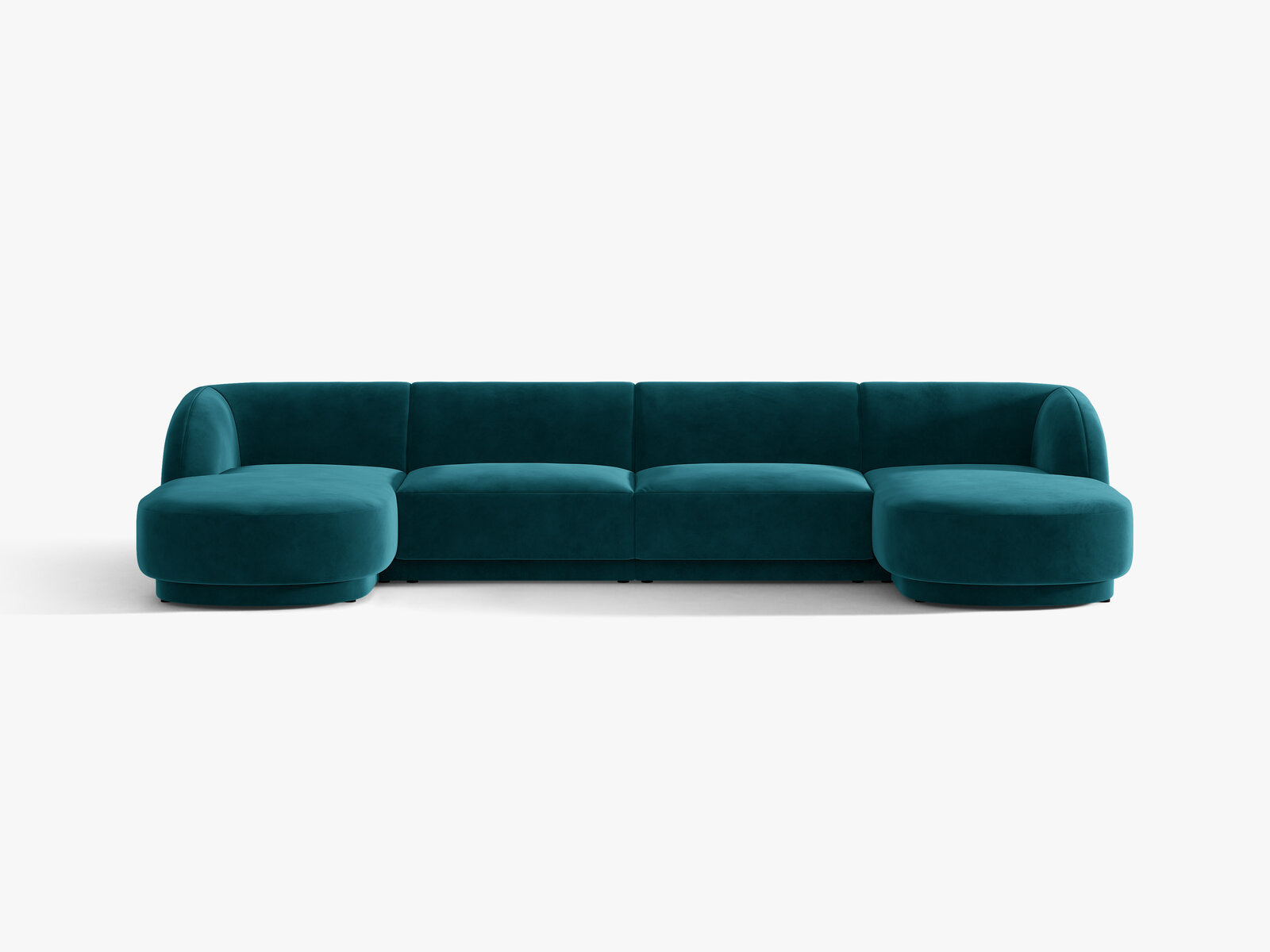 Micadoni Panorama-Sofa Miley 5-Sitzer Samt Venus Dunkel Petrol