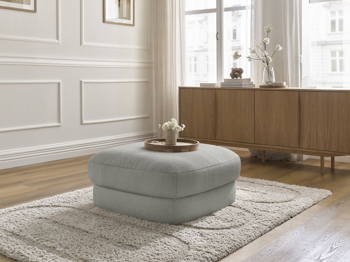 Bobochic Leonore Pouf Bouclé-Stoff Hellgrau