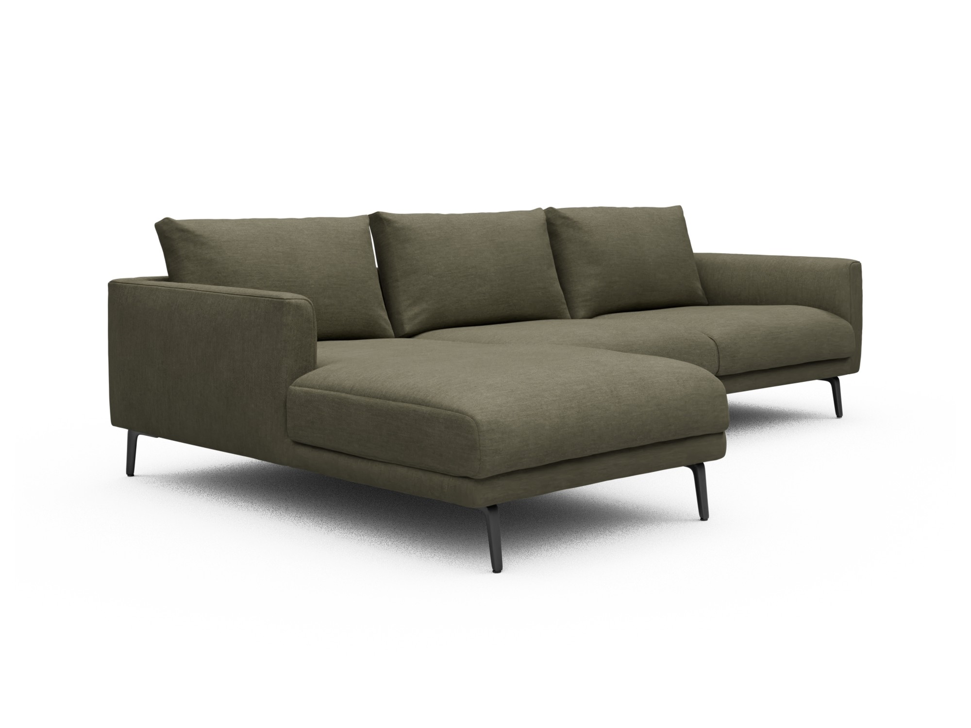 Skandi Home Ecksofa Karl Chaiselongue links mit 2,5-Sitzer Vivus-Dusty-Olive moebelfaktor
