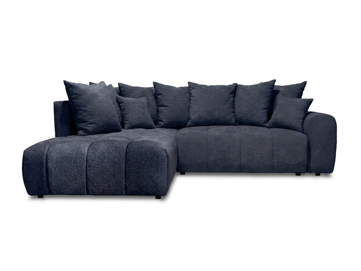 Bobochic Roxelane Ecksofa mit Schlaffunktion und Bettkasten Bouclé-Stoff Dunkelblau Ecke links