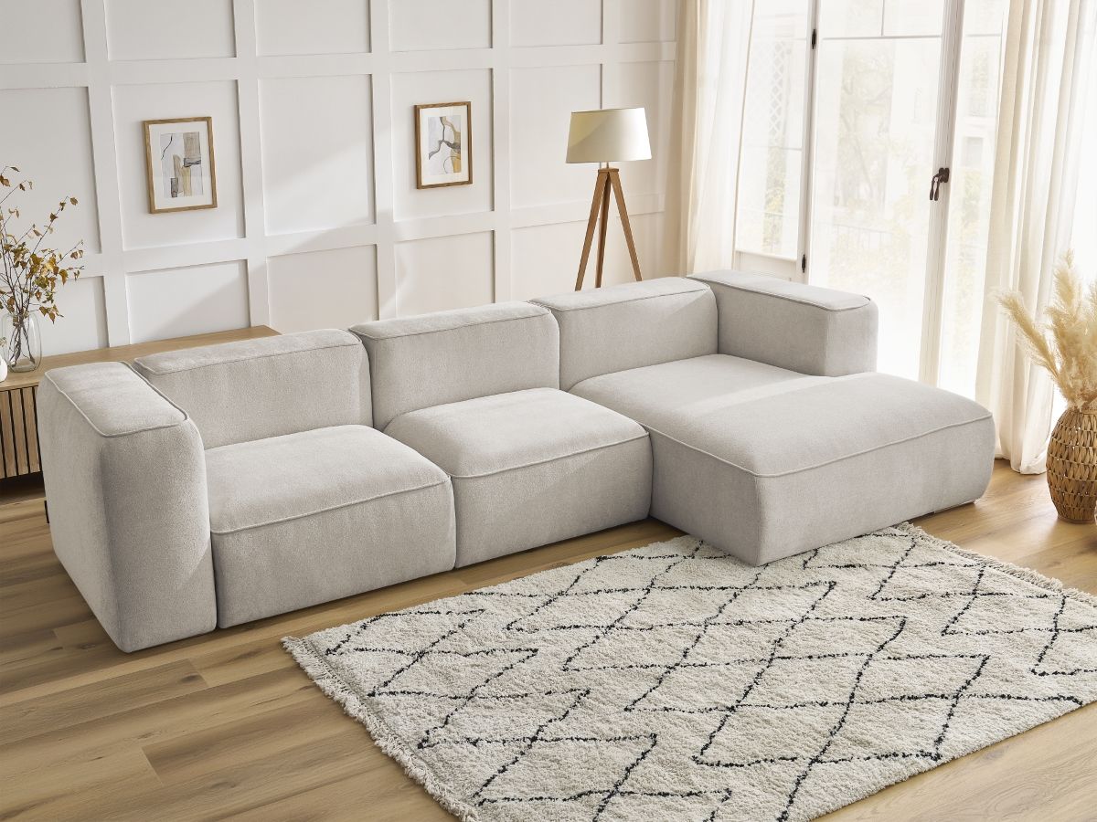 Bobochic Zephyr Ecksofa 349 × 165 cm Strukturstoff Beige Ecke rechts