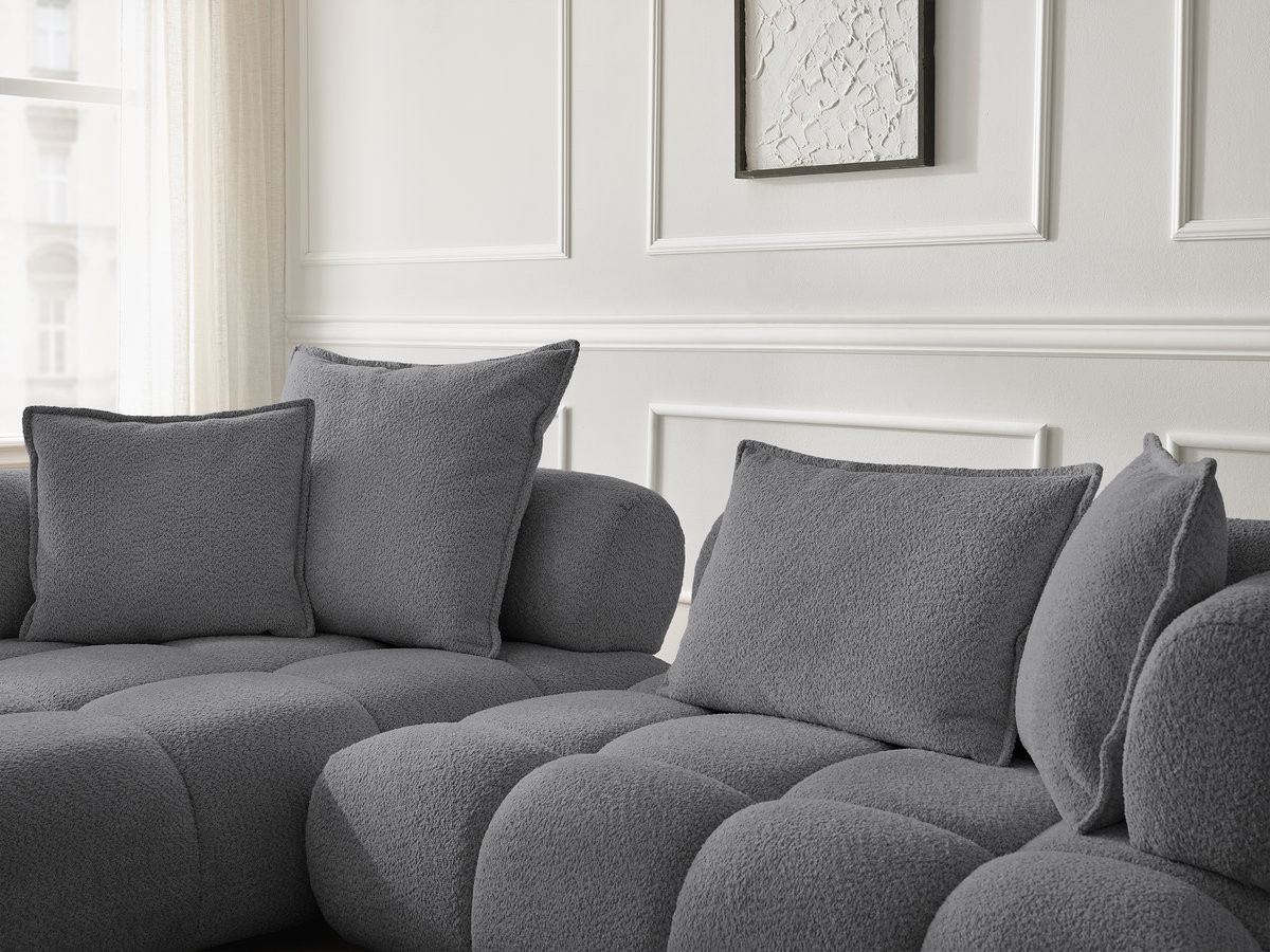 Bobochic Alya Ecksofa Bouclé-Stoff Dunkelgrau Ecke links