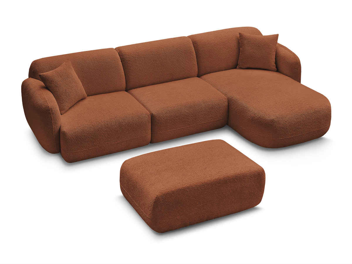 Bobochic Anda Ecksofa mit Pouf 292 × 163 cm Chenille Orange Ecke rechts