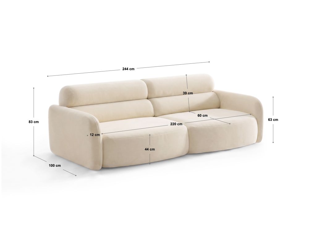 Cosmopolitan Design Sofa Malmo 4-Sitzer Samt Bluvel Helles Beige