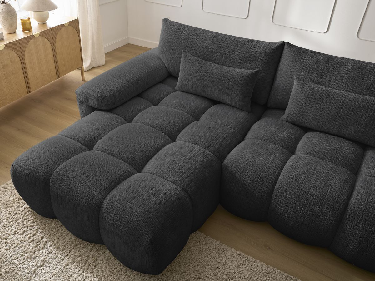Bobochic Ivane Ecksofa Strukturstoff Schwarz Ecke links