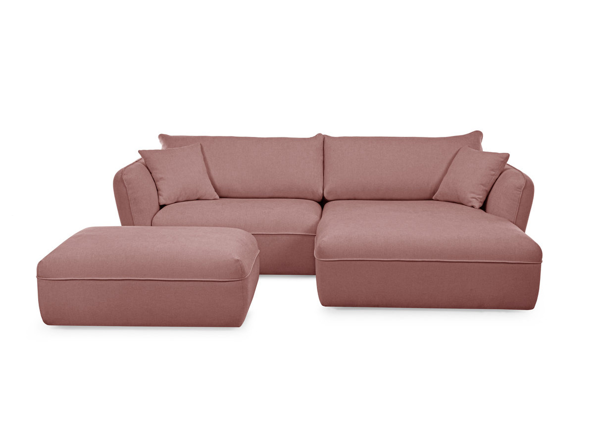 Bobochic Luigi Ecksofa mit Pouf Strukturstoff Rosa Ecke rechts