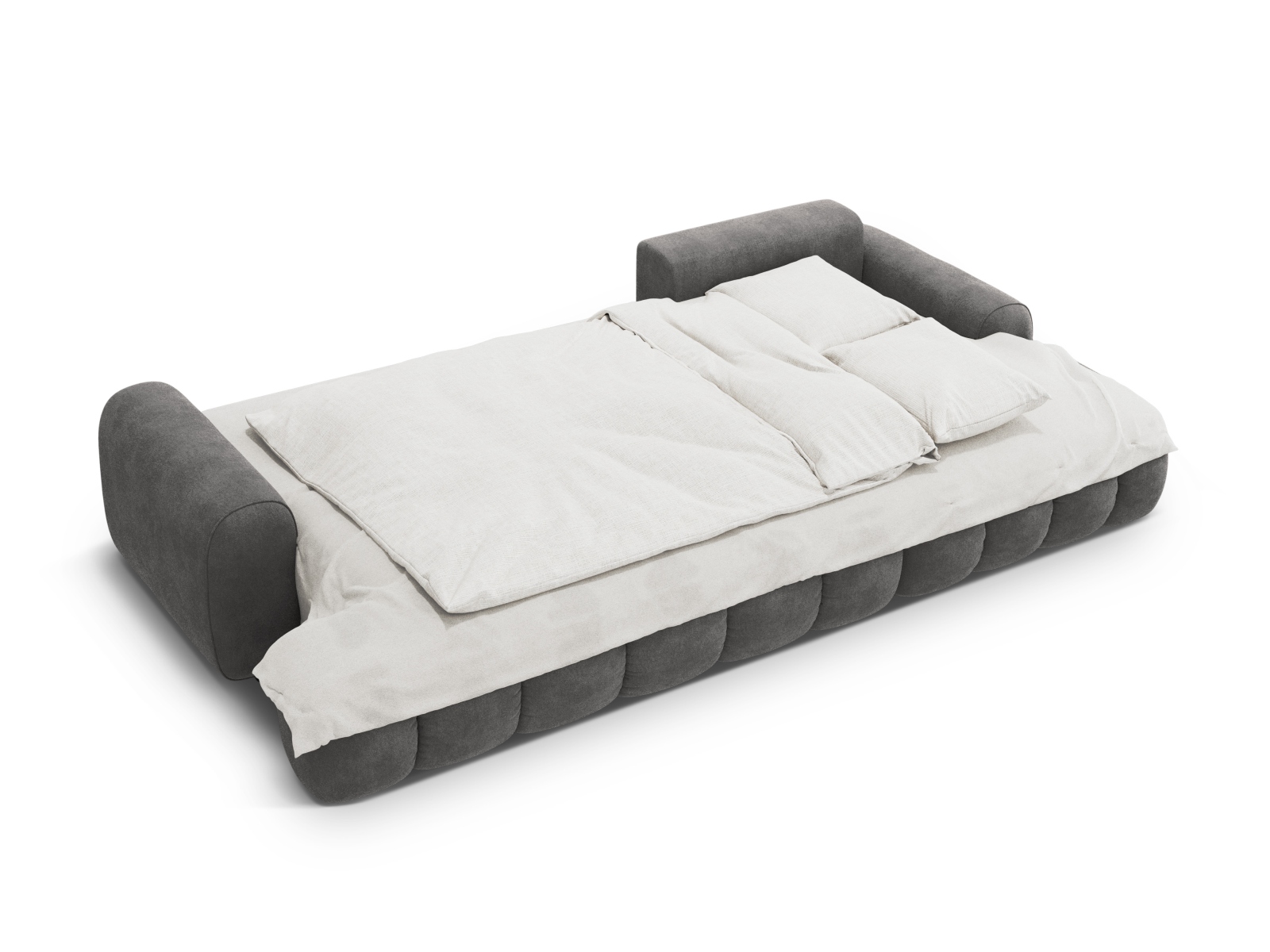 Cosmopolitan Design Ecksofa Linz 3-Sitzer mit Schlaffunktion Samt Vogue Grau Rechts