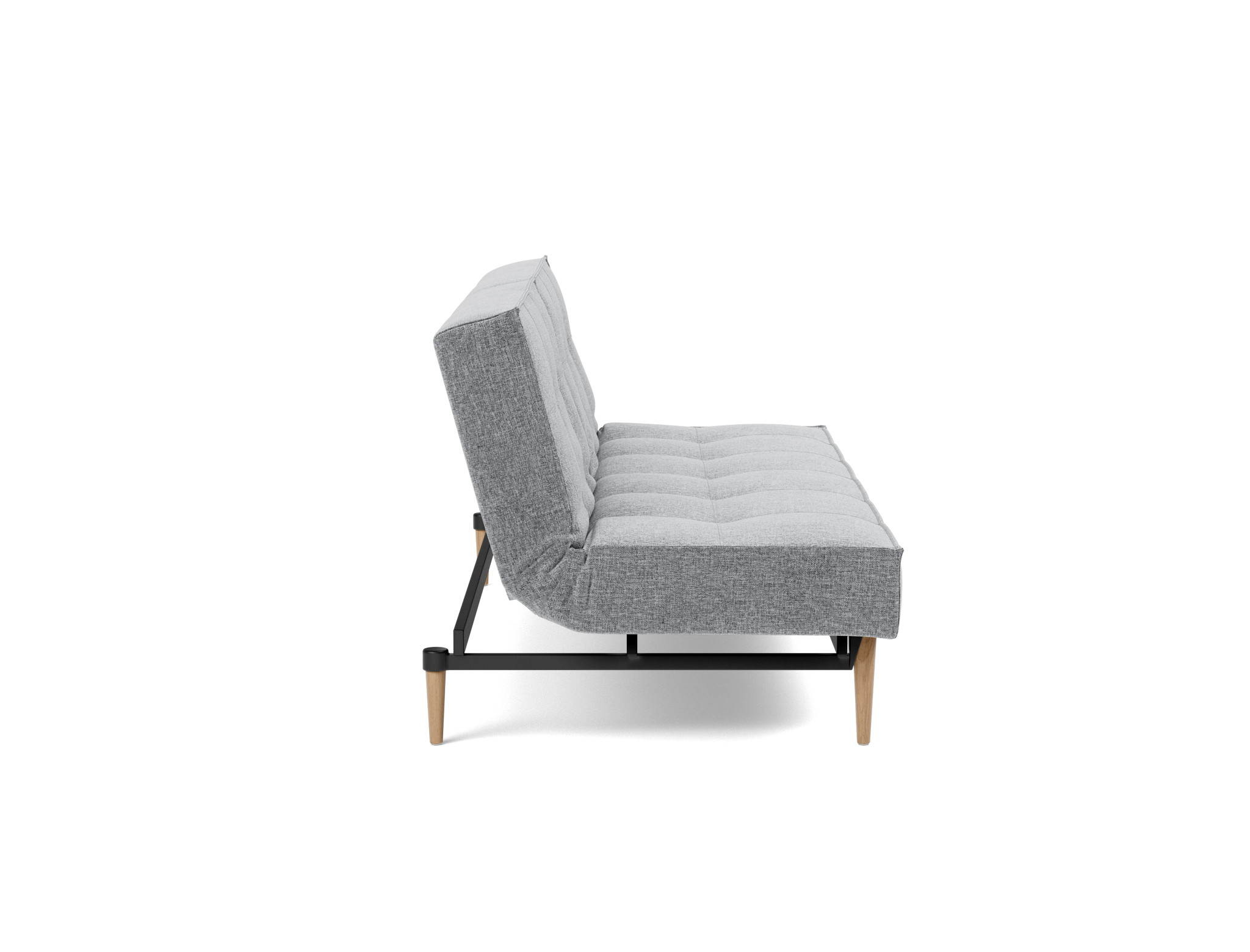 Schlafsofa Splitback Strukturierter Stoff Twist 565-Granite Beine Styletto Eiche hell